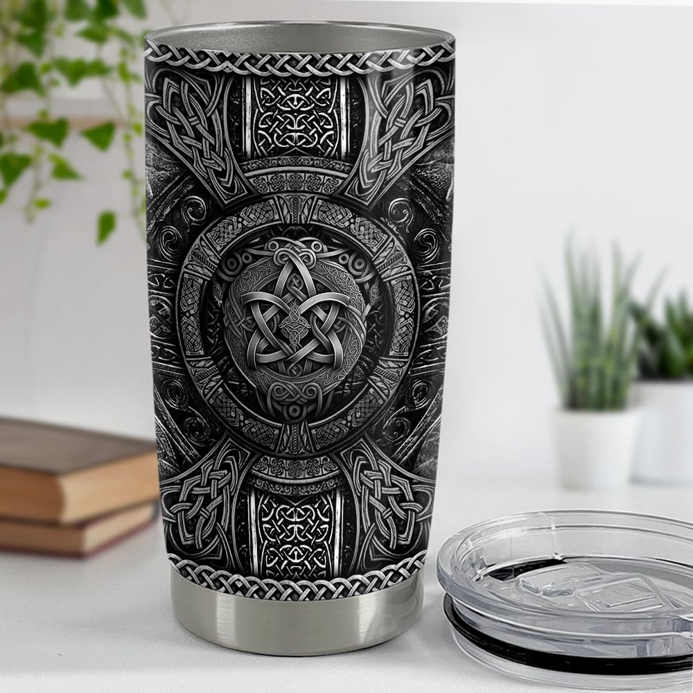 Viking Cup Tumbler 20oz Viking Gifts for Men Vikings Stainless Steel Insulated Tumblers Coffee Travel Drinking Mug Gift for Birthday Christmas
