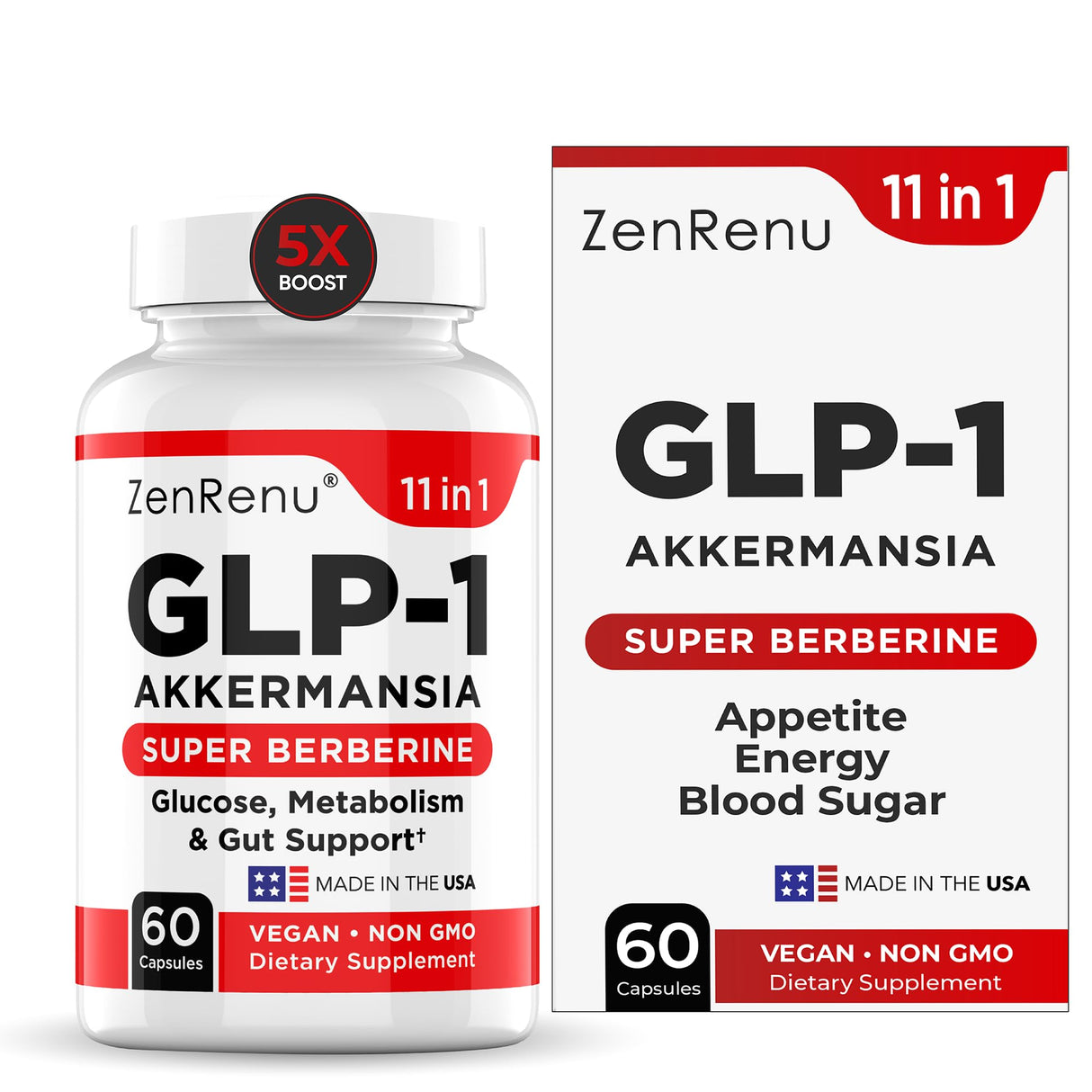 Zenrenu GLP-1 Supplement for Women-Natural Appetite,Craving & Loss Support – Akkermansia Probiotic, Super Berberine & Cinnamon,11-in-1 Gut & Metabolism Support - GLP1 Activate -60 Vegan Caps
