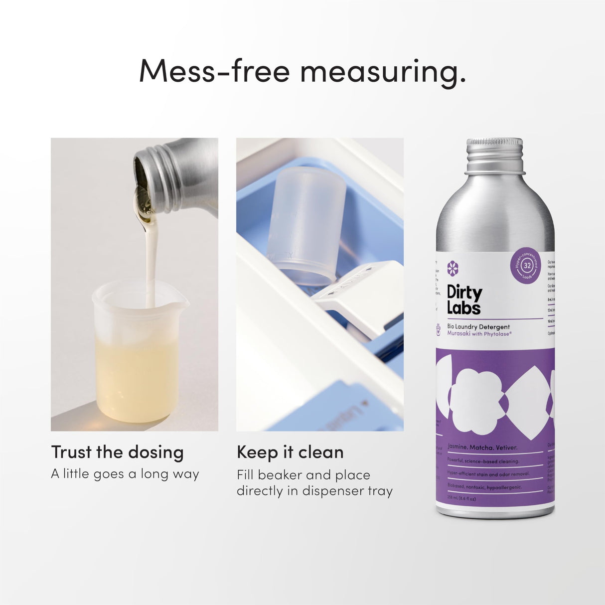 Dirty Labs | Murasaki Scent | Bio Enzyme Liquid Laundry Detergent | 32 Loads (8.6 fl oz) | Hyper-Concentrated | High Efficiency & Standard Washing | Nontoxic, Biodegradable | Stain & Odor Removal