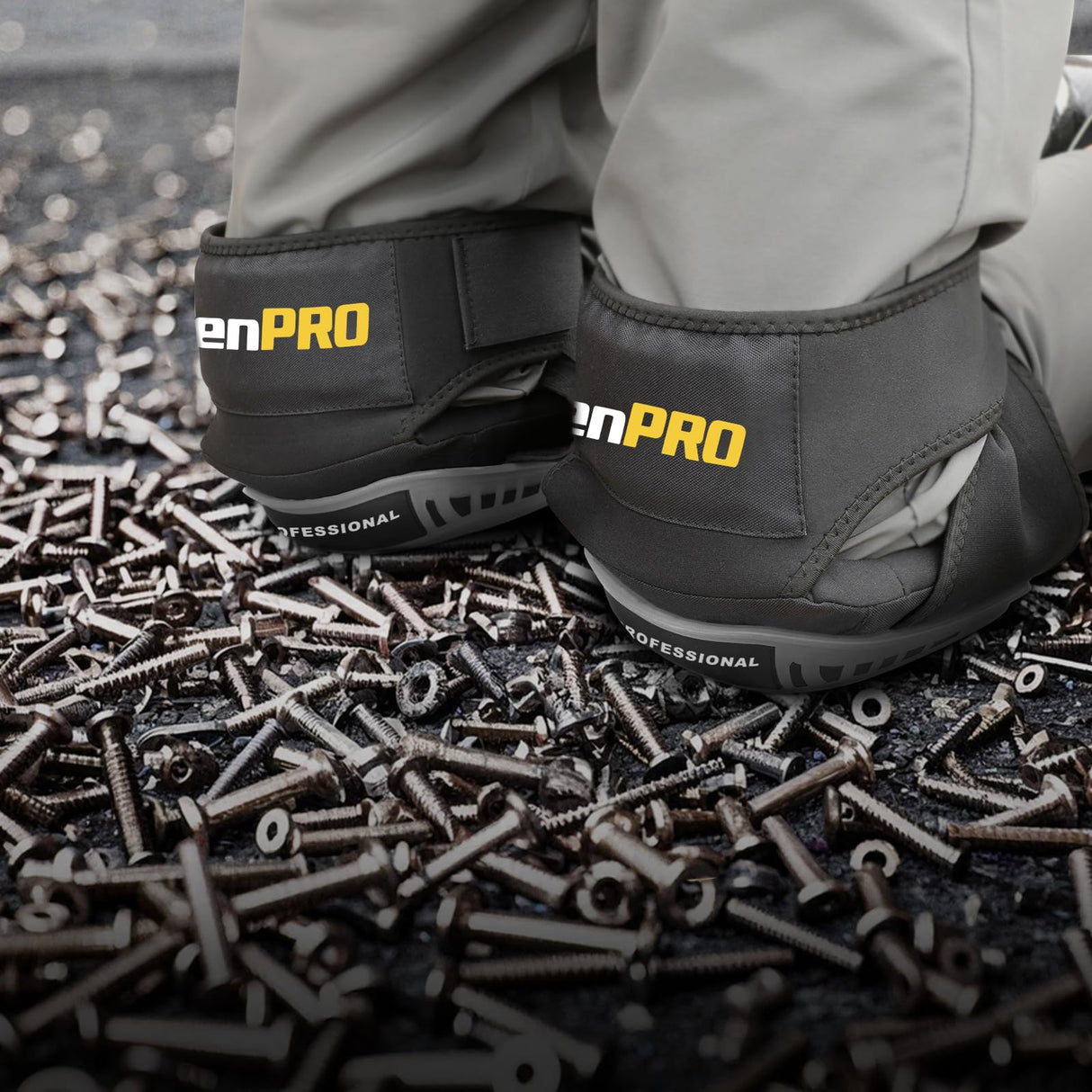 GRENPRO Professional Knee Pads for Work,Heavy Duty Thick Foam Knee Pads Tools, Knee Pad with Soft Gel Cushion for Construction, Work, Flooring, Gardening, Cleaning, Tiling,Gray