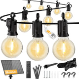 Brightown 58FT 26LED Solar String Lights Outdoor with Remote & USB Port, Shatterproof Bulbs, Dimmable & Timable, 3 Modes, Patio Lights Solar Powered with Mount Clips for Camping Backyard Garden Decor