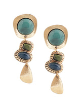MINACHI Boho Teal Blue Color Block Gold-Tone Drop Earrings