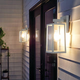 MAXvolador Outdoor Wall Sconce, Exterior Waterproof Lantern Light Fixtures, White Porch Light Toughened Glass, Anti-Rust E26 Patio Lighting, 2 Pack