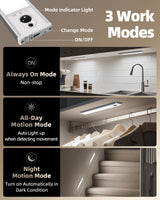 EZVALO 5-Pack Under Cabinet Lighting, 2400mAh Motion Sensor Light, LED Closet Lights Wireless, 6500K Dimmable, Timer, Magnetic, with Remote Control for Kitchen, Closet, Stair