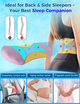 Lower Back Pain Relief Pillow for Sleeping Memory Foam Lumbar Support Pillow for Side Back Sleepers - Ergonomic Cooling Waist Pillow - Back Pain Relief Wedge Cushion Bolster Pillow for Bed, Car, Sofa