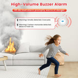 Alertlink 2-in-1 Smoke and Carbon Monoxide Detector Alarm, with Voice Alert,10-Year Battery Fire & CO Alarm with Large LCD Display, Easy Install with Adhesive or Screws