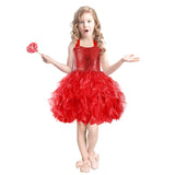 Red Tutu Dress for Girls Sparkly Sequin Christmas Princess Birthday Party Dress for Little Girl Kids Prom Ball Gown Prom Dance Graduation Costume Fairy Outfit 8T