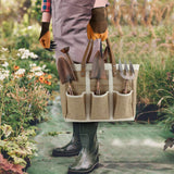 Megawodar 1 Gallon Galvanized Steel Watering Can with 3 Pcs of Garden Tools, 1 Pc of Pruning Shear, 1 Pair of Gardening Gloves，1 Pc of Garden Tools Organizer Tote