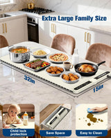 Food Warming Mat Extra Large, Rapid Heating Electric Warming Tray with 9 Temp Setting and 6 Hours Timer,Foldable Warming Trays for Food, Portable Food Warmers for Parties Buffet, Beige