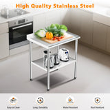 ROVSUN 30'' x 24'' Stainless Steel Table for Prep & Work,Commercial Worktables & Workstations, NSF Heavy Dut Metal Table with Adjustable UnderShelf & Backsplash for Kitchen, Restaurant,Home,Hotel