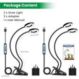 Eurbolan Plant Lights for Indoor Growing,2 in 1 Halo Grow Light with Clip,192 LED Full Spectrum Clip On Plant Grow Lights with 360°gooseneck,3 Spectrum Modes, 6/12/16Hrs Auto Time&5 Brightness 2 Pack