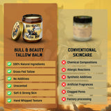 Bull & Beauty Organic Beef Tallow and Honey Balm 7.05oz Organic Beef Tallow for Skin - 100% Grass-Fed Unscented Beef Tallow Moisturizer for Skin & Face with Manuka Honey, Olive Oil & Beeswax