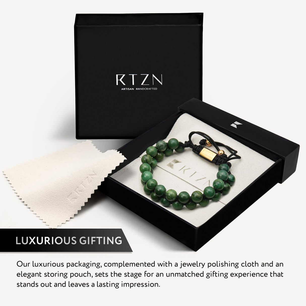 Jade Bracelet for Men – Premium Artisan Handcrafted Authentic Dark Green Jade Bracelet – 8MM Beaded Stone Mens Jade Bracelets (Morocco)