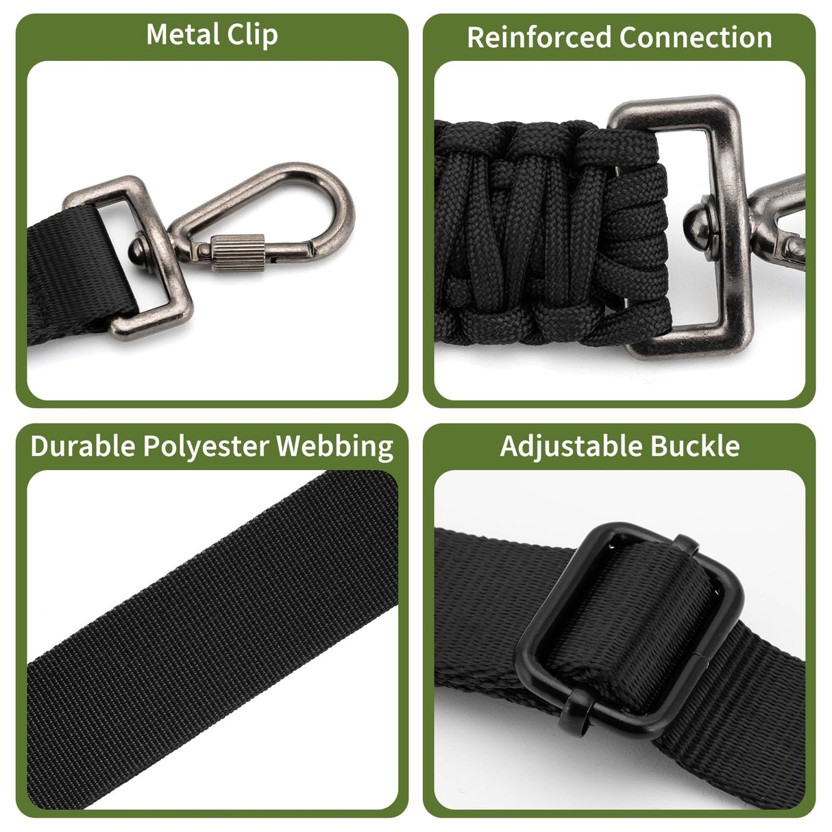 Paracord Strap Compatible with Engel Cooler, 2-Point Paracord Sling, with Metal Clips and Swivels, Adjustable Length, Long-Lasting Comfort for Extended Wear, Ideal for Outdoor and Camping, Black