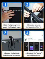 FFJ TV LED Backlight with Sensor, 14.7ft Cuttable RGB Lights that Change with TV for 55-65 Inch Screen and PC Monitor, Smart App Control, Game & Music Sync Color Changing Light