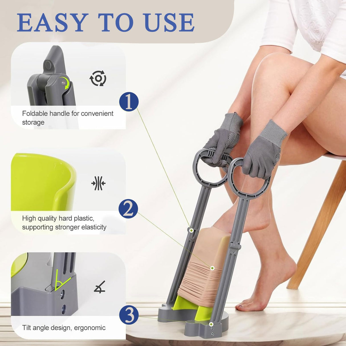 Compression Sock Aid Device - Helper Device for Putting on Compression Stocking - Size for Leg Circumferences of 16 in or Less 2023 Design