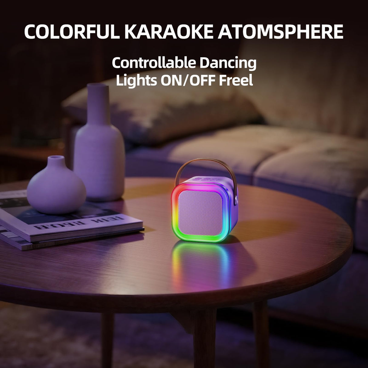 Kinglucky Mini Karaoke Machine for Kids & Girls Age 3–12, 2025 Top Christmas & Birthday Gift for 3–12 Year Old Girls, Kids' Personal Video Players Accessories with 2 Wireless Microphones – Purple