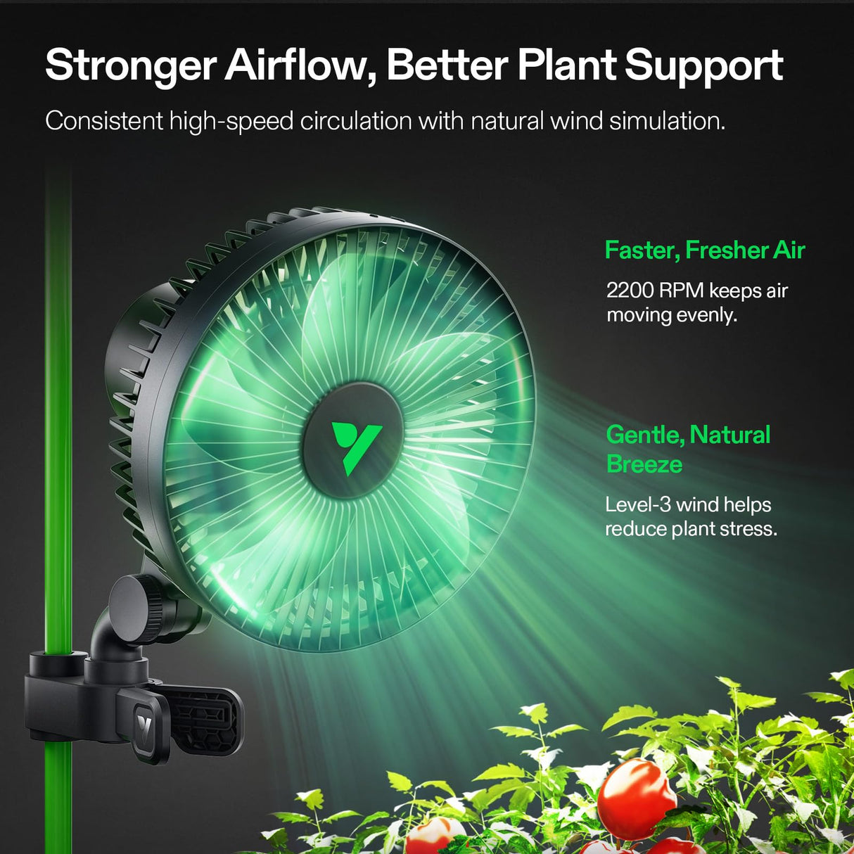 VIVOSUN AeroWave A6 Grow Tent Clip Fan, 6" Auto Oscillating Fan, Secure Non-Slip Clamp, Strong Air Circulating, and Low Noise, for Hydroponic Ventilation, 1-Pack