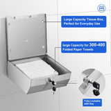 DUTYWORKS Commercial Paper Towel Dispenser Wall Mount, 304 Stainless Steel C-Fold Multifold Trifold Holder with Lock, Large Capacity Hand Towel Tissue Dispenser for Bathroom Kitchen Restaurant Office