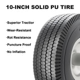 CYHOBK 2-Pack 4.10/3.50-4" Flat Free Solid Rubber Tires - 10" Replacement Wheels with 5/8" Axle Bore, 2.2" Offset Hub for Gorilla Cart, Hand Truck, Garden Wagon, Dump Carts - Puncture Proof