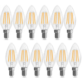 GvvooHome E12 Candelabra Bulb 40 watt Equivalent, E12 LED Bulb Non-Dimmable Chandelier Light Bulbs, B10 Candle Light Bulbs 2700K Soft White, 90+CRI, 400LM, Cear Glass, 12 Pack