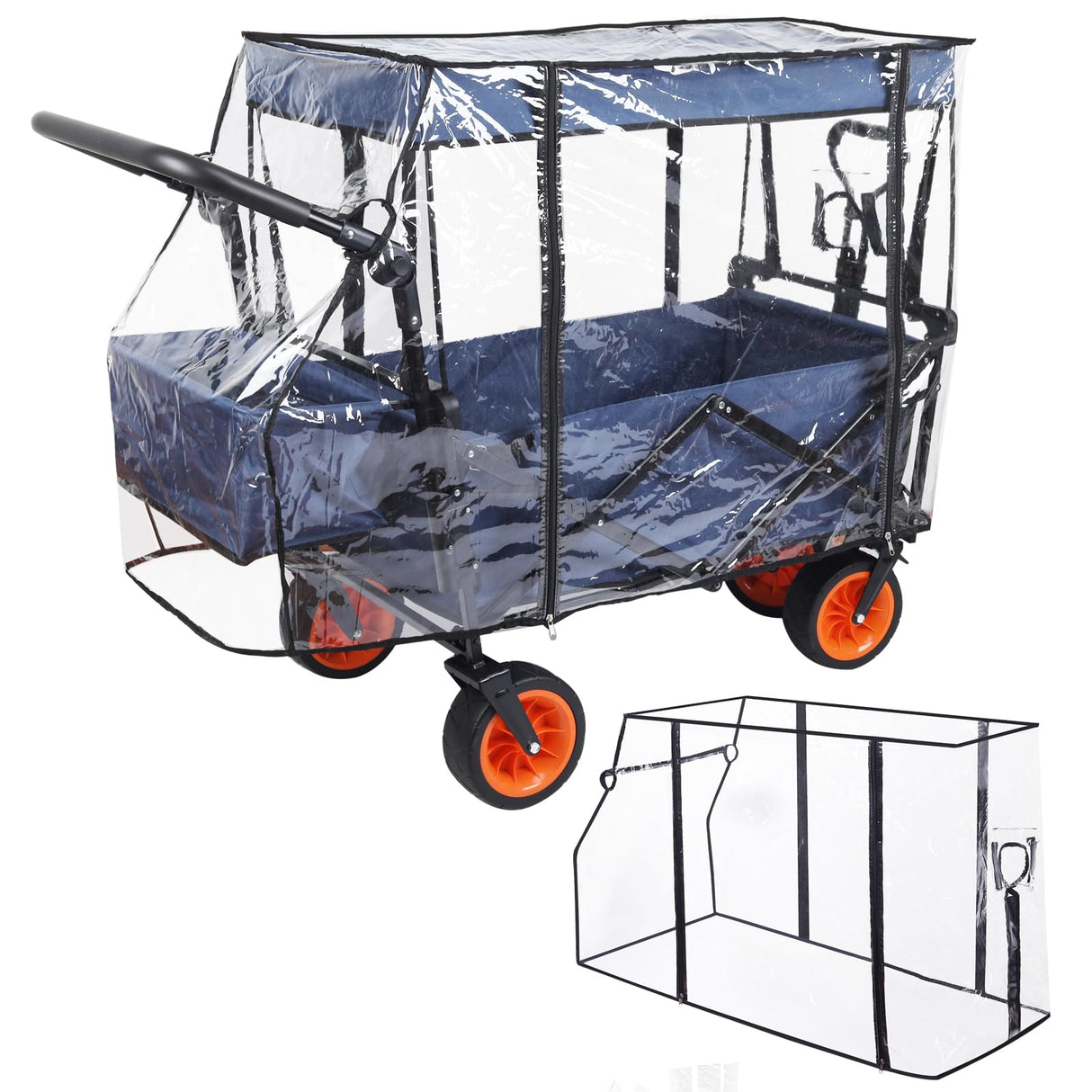 Waterproof Collapsible Wagon Rain & Sun Cover - Windproof UV-Resistant Canopy for Stroller/Trolley/Cart Accessories, Suit for Camping Picnic Garden Use