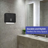 Stardrix Multifold Paper Towel Dispenser Wall Mount (Black) – Large Capacity C-Fold, Trifold, and Folded Commercial Hand Towels Holder for Bathroom & Restroom – Adhesive or Screw Mounted