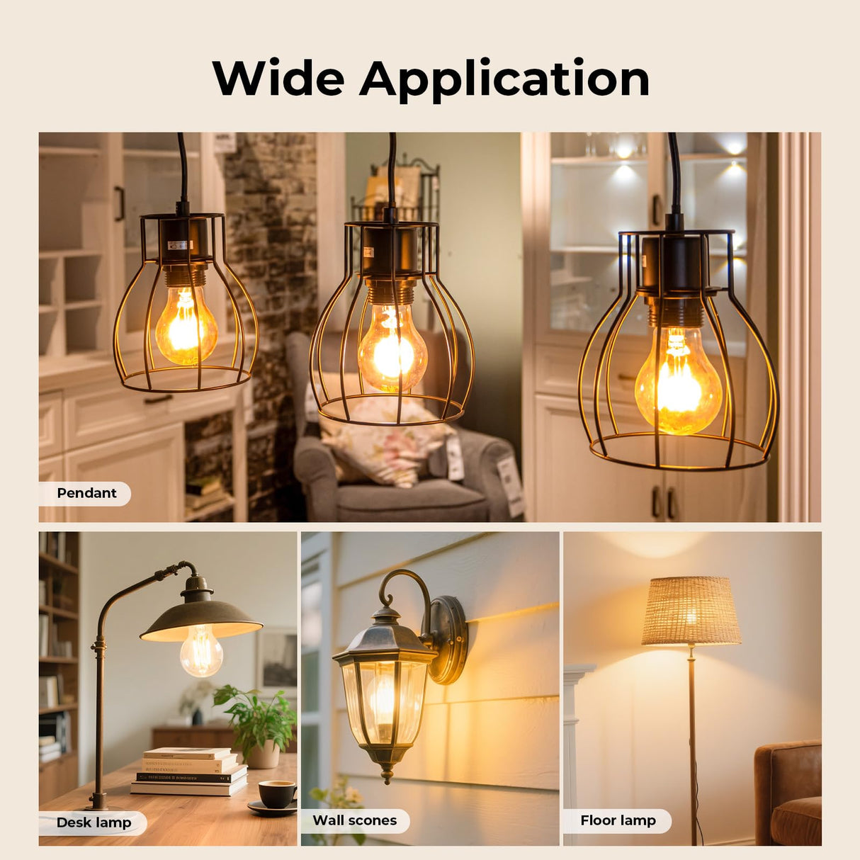 GvvooHome Dimmable E26 LED Bulb 6W, 60 watt Equivalent, Vintage LED Edison Bulbs 2700K Soft White, A19 Clear Glass LED Light Bulb for Ceiling Fan, 90+CRI, 600LM, 6 Pack