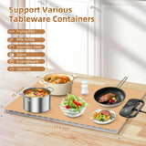 Food Warming Mat – Fast Heating Electric Warming Tray with 7 Temp Settings, 11-Hour Timer & Auto Shut-Off, Foldable Silicone Mat with Child Lock, Portable Warming Pad for Buffets, Holidays – Brown