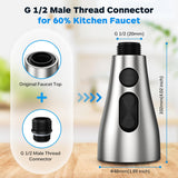 Kitchen Faucet Head Replacement 3 Modes with 17 Adapters, Pull Down Spray Head for Kitchen Faucet, Kitchen Sink Faucet Head G 1/2, Sprayer Head Replacement, Compatible with Moen，Delta, Kohler Faucets