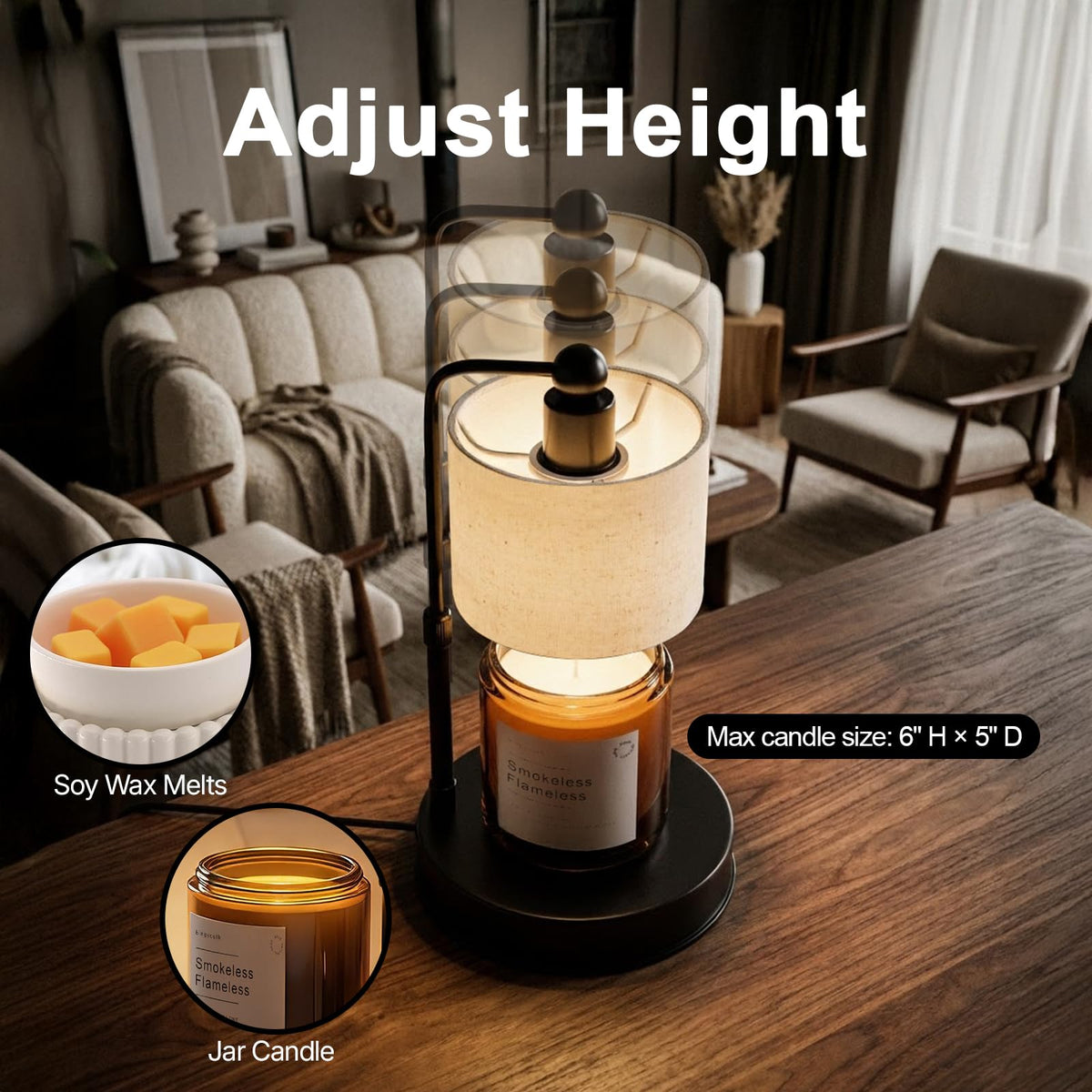 Bingyouth Candle Warmer Lamp with Timer, Adjustable Height Wax Melt Warmer