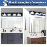 360° Rotate LED Bathroom Vanity Light Fixtures, 1600LM Acrylic Matte Black Vanity Lights for Bathroom, Modern Wall Lighting Fixtures Over Mirror Kitchen Living Room Hallway (Natural White Light 5000K)