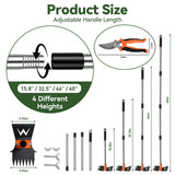 Garden Hoe & Weed Puller Tool with Long Handle, 60 Inch,Manual Weed Remover Tool, 3-in-1 Weed Rake & Grabber & Pruning Shears, Dandelion Gardenia Heavy Duty Uprooting Tool for Yard, Lawn and Garden