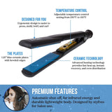 HAI Convertible Ceramic Hair Straightener for Women - Professional Fast Heating Flat Iron with 5 Temperature Levels for All Hair Types - (Classic Blue)