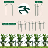 Tall Heavy-Duty 24in Plant Support Stakes - 8 Pack Adjustable Peony Cages & Supports for Outdoor Plants, Half-Round Garden Stakes for Hydrangea, Roses with Extension Stakes