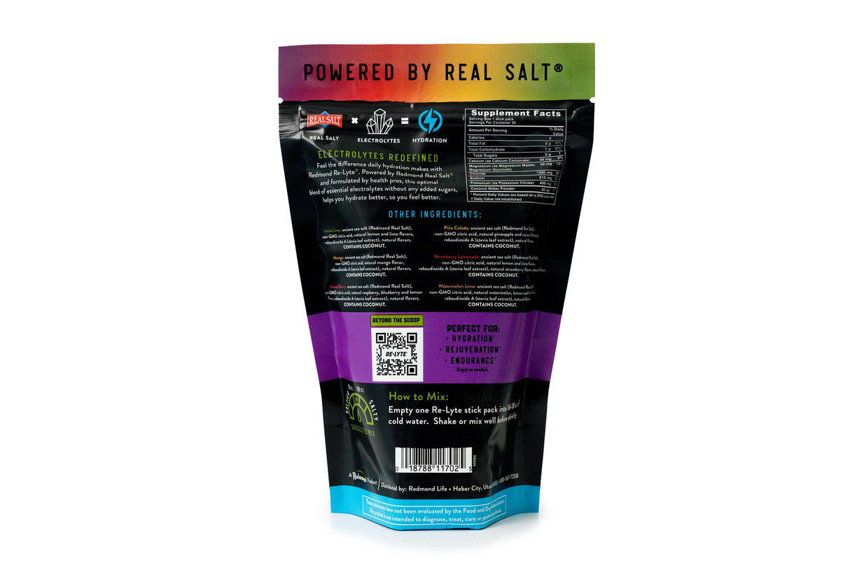 REDMOND Re-Lyte Hydration Electrolyte Powder Mix, Variety Pack, 30 Stick Packs