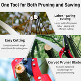 Pole Saws for Tree Trimming - 14FT Dual-Pulley Tree Pruner, Tree Trimmers Long Handle Pruner, Manual Pole Saw for Yard & Garden, Gardening Hand Tools