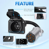 Nilight 7 Pin Round to 7 Way RV Blade Trailer Adapter Connector Wiring Harness Electric Adapter Plug Connector for Semi Truck Commercial Vehicle Pickup Tractor