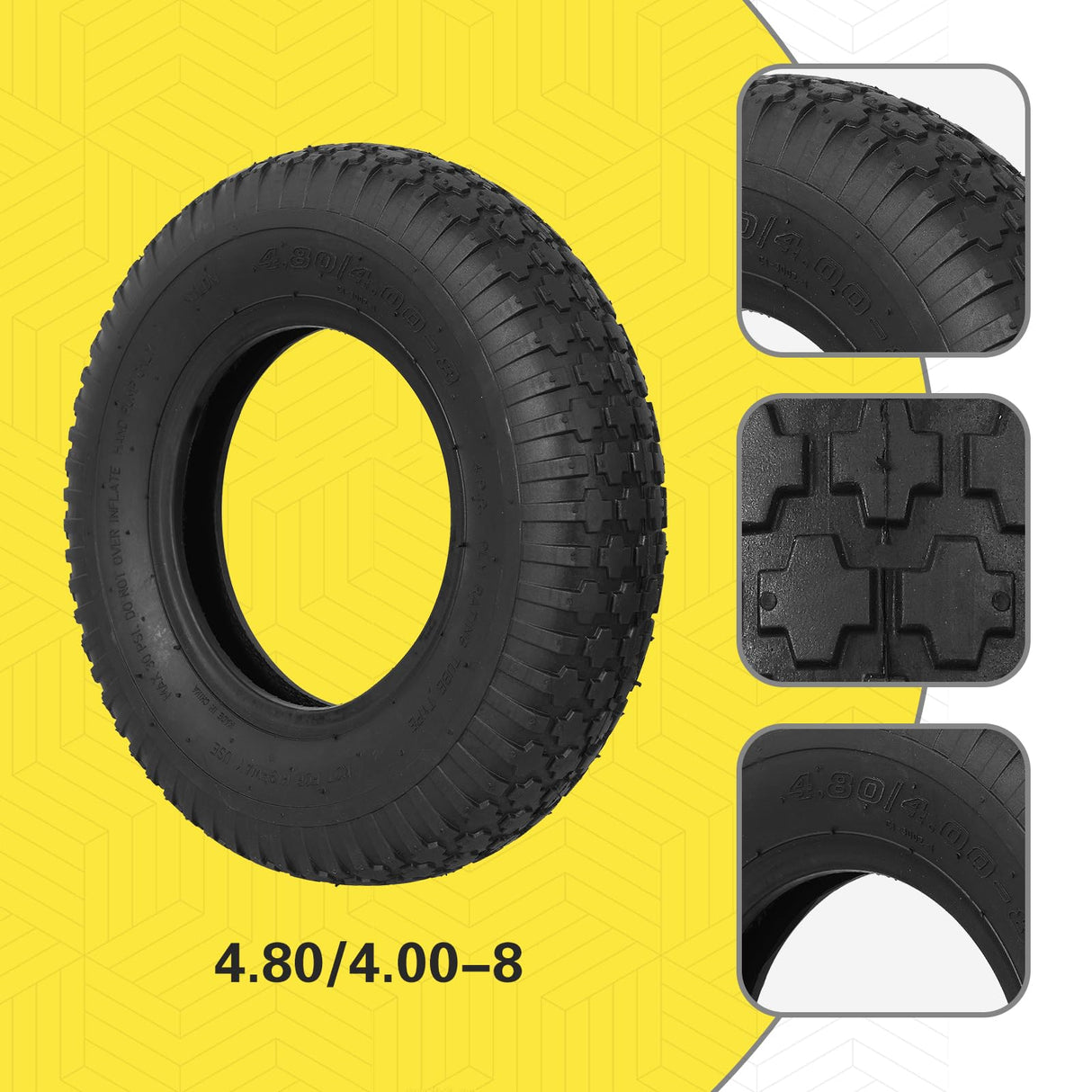 NING SHUO 4.80/4.00-8 Tire and Inner Tube, Premium Rubber Wheelbarrow Replacement Parts for Hand Truck Lawn Mower Dollies Wagon Dolly Trailers Go Kart 2 Pack