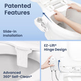 LUXE Bidet NEO 320 Plus - Warm Water, Dual Nozzle, Non-Electric Bidet Attachment for Toilet Seat, Patented Slide-In Install, 360° Self-Clean, EZ-Lift to Clean, Feminine & Rear Wash (Chrome)