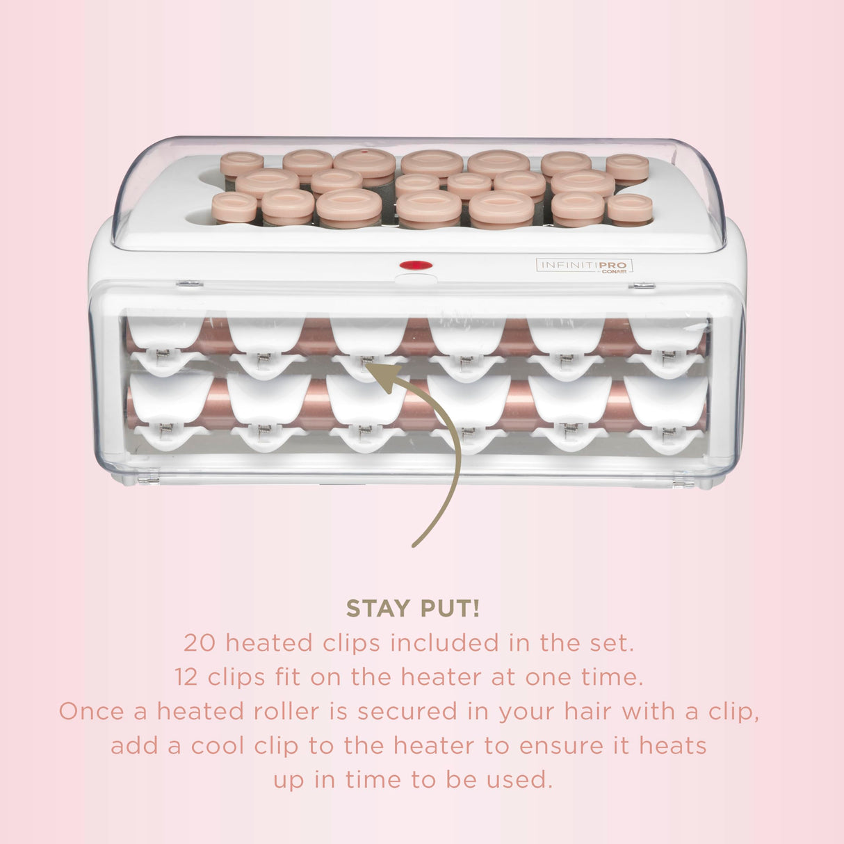 INFINITIPRO BY CONAIR Ceramic Flocked - Hot Rollers for Long, Medium, and All Hair - Hair Curler - Hair Roller Clips Included - 1 1/4-inch, 1-inch, and 3/4-inch Rollers