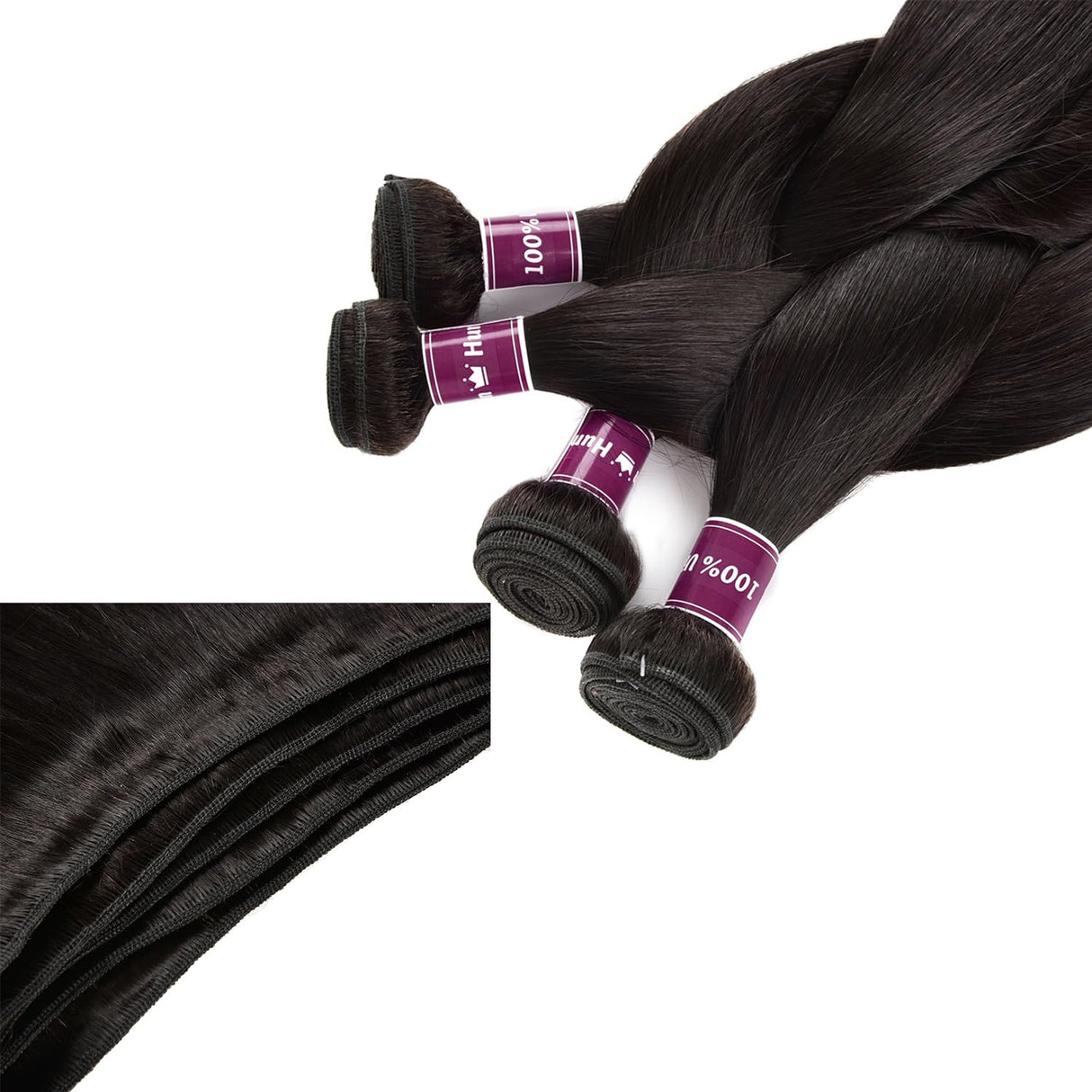 12A Human Hair Bundles 22 24 26 28 Inch Straight Bundles Human Hair 100% Unprocessed Brazilian Virgin Raw Weave Bundles 4 Bundles Real Natural Black Wavy Human Hair Extensions 1B Bundles for Women