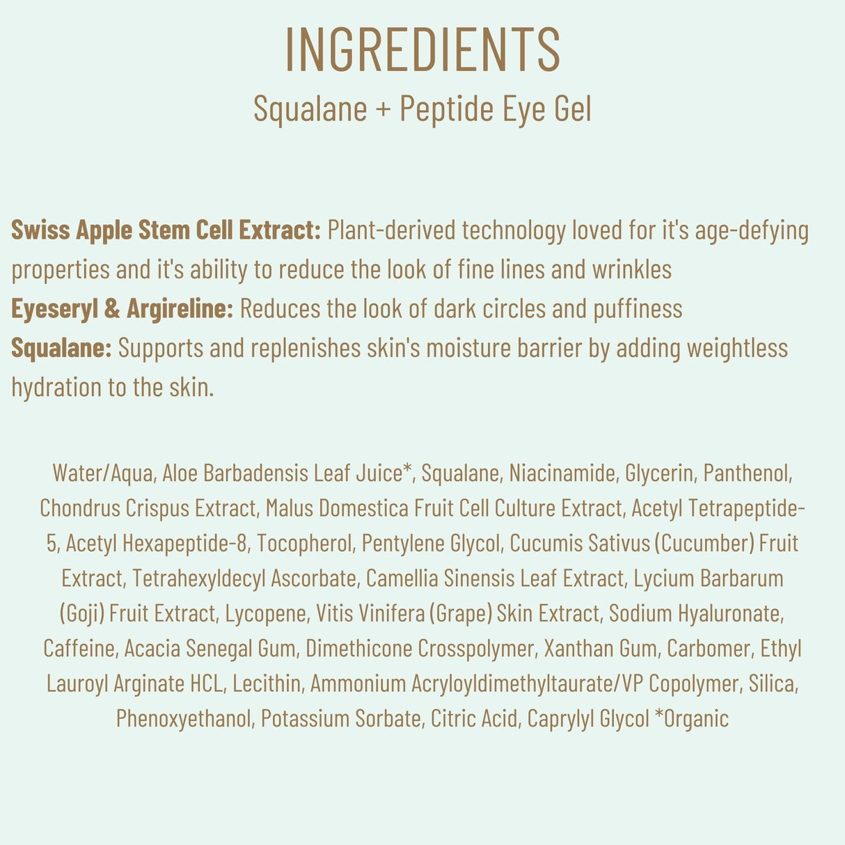 Biossance Squalane + Peptide Eye Gel - Ultra-Hydrating Under Eye Cream - Reduces Puffiness & Dark Circles - Eye Wrinkles Repair Moisturizer- Anti Aging & Hydrating, Day & Night Cream - 0.5oz