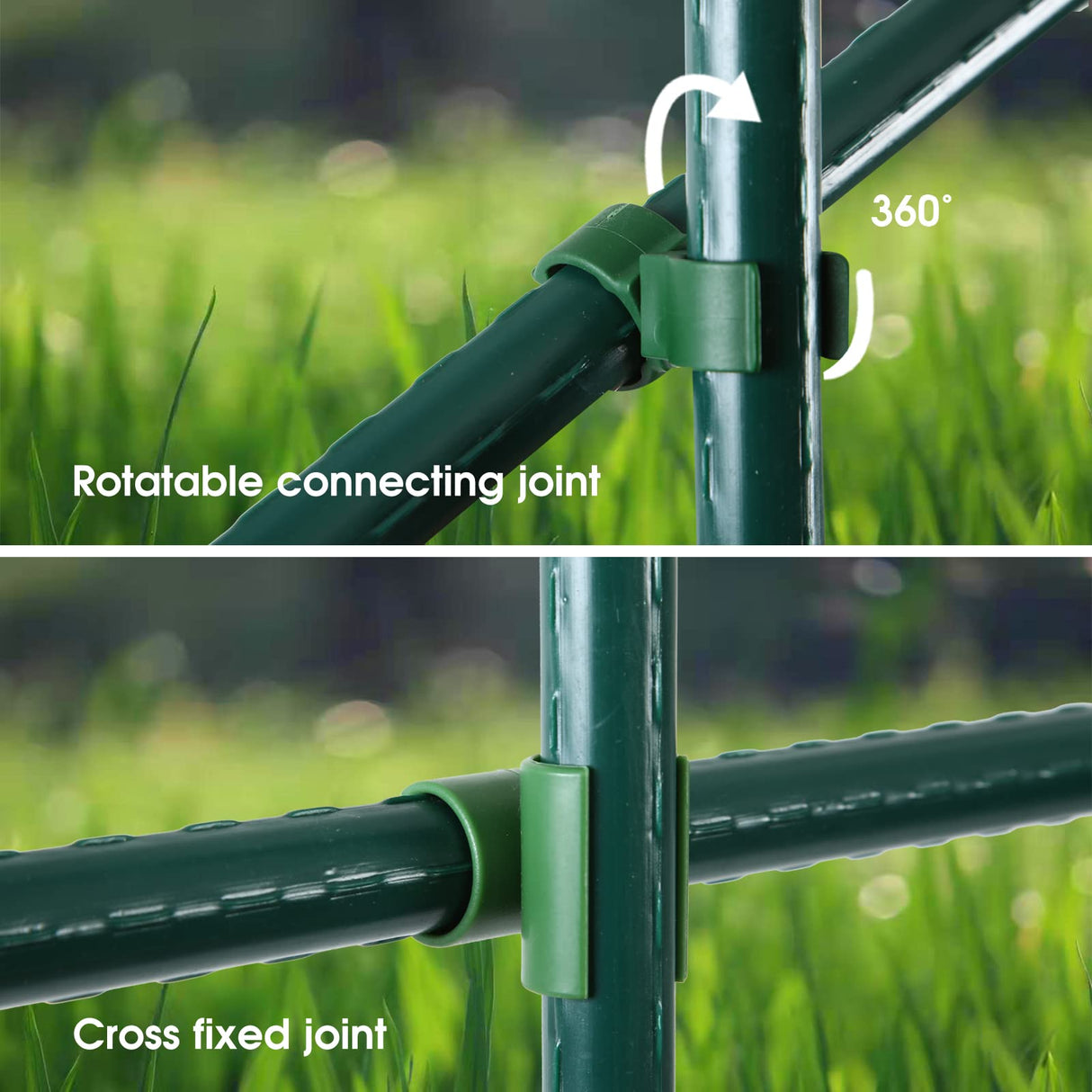 Adjustable Plant Trellis Connectors, Plastic Garden Stakes Clips for 0.78 inch Diameter Poles Connecting Joints for Tomato Cage Cucumber Teepee Climbing Plants Frame