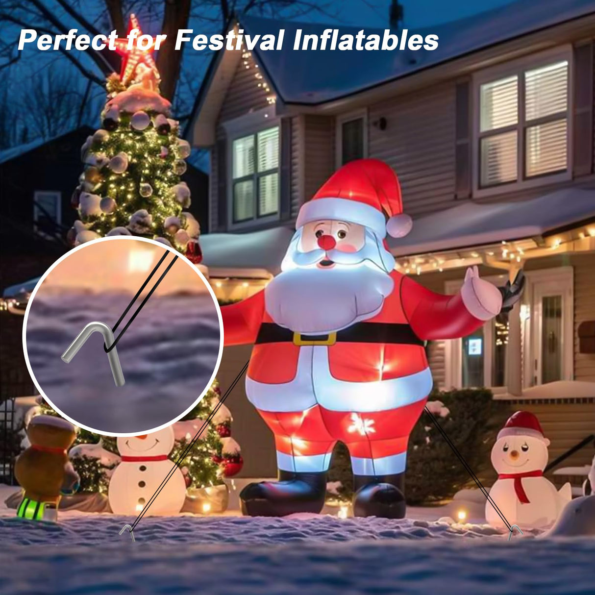 AAGUT Tent Stakes Heavy Duty Metal 9 Inch, 50 Pack Rust-Resistant Galvanized Steel Camping Stake Garden Edging Fence Hooks Yard Tent Pegs for Inflatable, Tarp, Outdoor Christmas Decorations