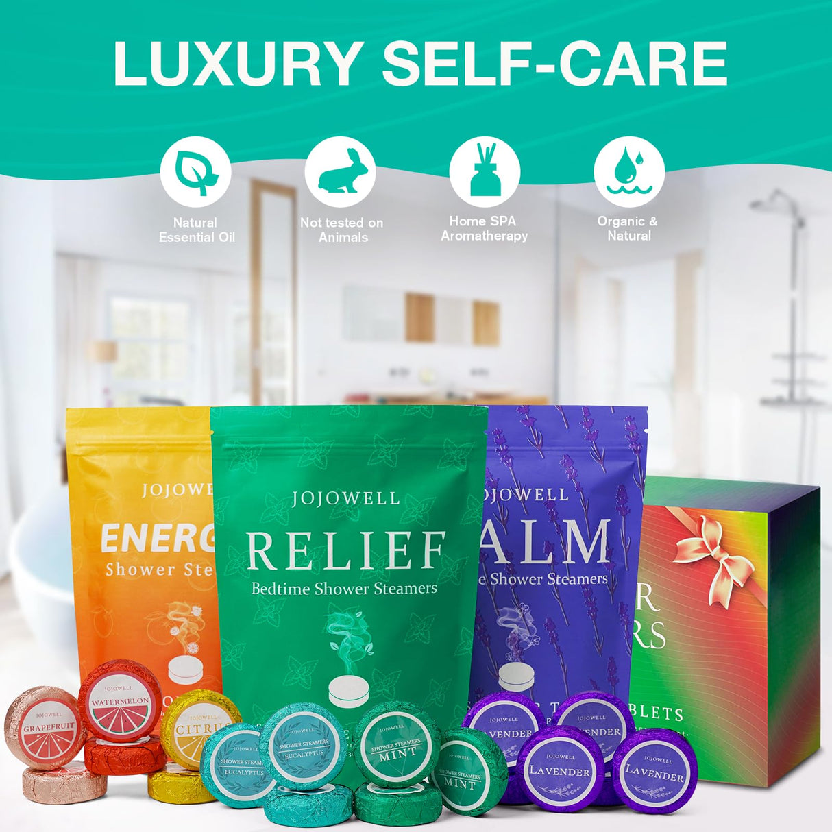 JoJowell Shower Steamers Aromatherapy - 18 Pack Birthday Gifts for Women, Self Care, Christmas Gifts Stocking Stuffers for Adults, Women, Men, Mom, Teens, White Elephant, Relaxation Home SPA