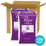 Poise Incontinence & Postpartum Pads for Bladder Leaks, 4 Drop Moderate Absorbency, Long Length, 108 Count, Packaging May Vary