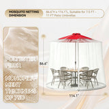 CEAWTUMY 9-11 FT Outdoor Mosquito Netting for Patio, Windproof Universal Umbrella Mosquito Net for Patio Garden Backyards, Polyester Mesh Outdoor Umbrella Screen with Zipper (White)