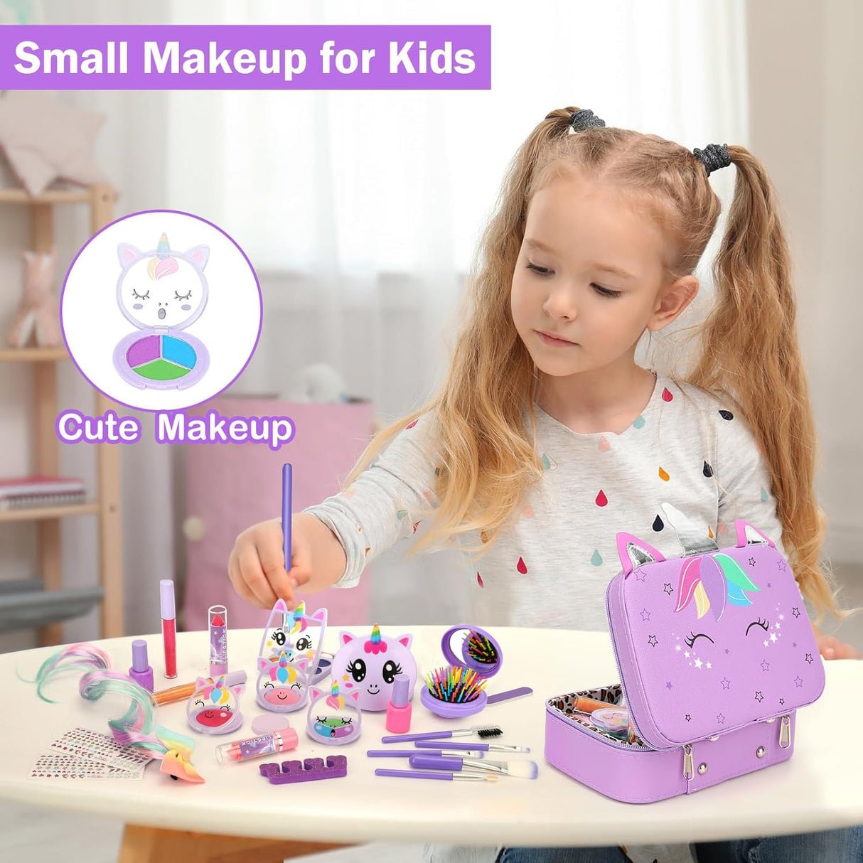 Heaning Kids Washable Makeup Girl Toys - Real Make up Set for Kid Children Princess Dress Up Pretend Play Christmas Birthday Gifts Toys for Girls 3 4 5 6 7 8 9 10 11 12 Year Old