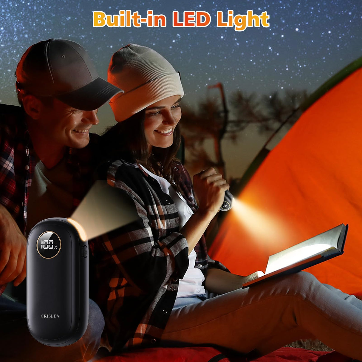 Hand Warmers Rechargeable, Dual-Sided Heating with LED Display, Flashlight, 4 Heating Levels Electric Pocket Heater for Raynauds, Golf, Camping, Hunting, Gifts for Christmas Men Women